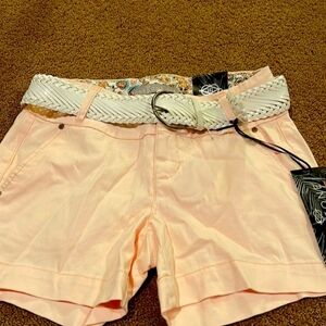 One 5 One size 6 light pink shorts with white braided belt.